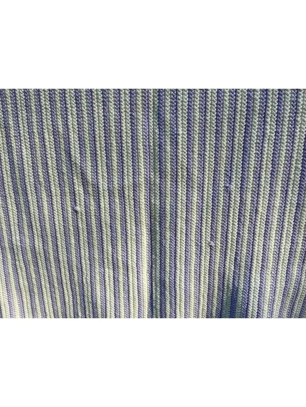 72x80” White Pastel Purple Striped Fringe Crocheted Handmade Afghan